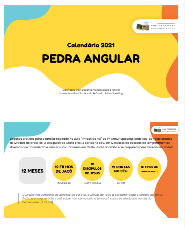 Calendário 2021 Pedra Angular